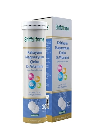 Aksu Vital Shiffa Home Kalsiyum Magnezyum Çinko D3 Vitaminli 20 Tablet