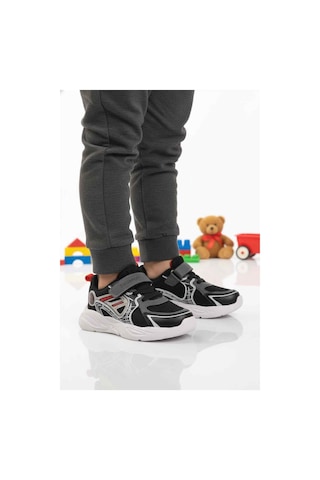 Slazenger Siyah Kırmızı Cırtlı Hafif Esnek Unisex Çocuk Spor Ayakkabı Kelsy P Siyah-kırmızı