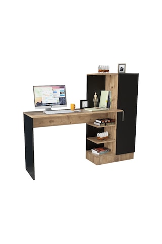 Robinhome Robin Home Arthur Kitaplıklı Çalışma Masası Çam Siyah (468193295) Siyah