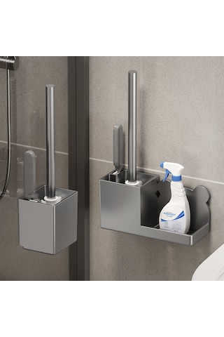 Yunboo Duvarlı Tuvalet Fırçası Tutucu - Delme Yok Kurulum, Boşlukları Temizle, Plastik Materyal, Beyaz Tekli Set Diğer