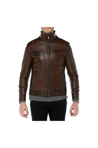 Dericlub E-1003 Gerçek Deri Erkek Mont-Camel