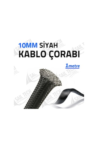 10 Mm Kablo Çorabı Siyah 1 M