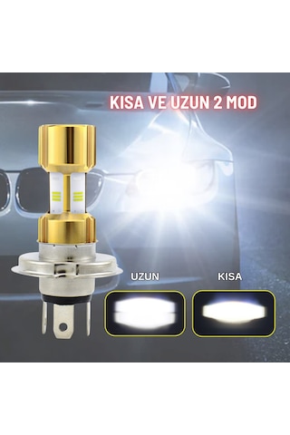 H4 Led Far Ampul Led Işık 12-24v 6000k Ultra Beyaz Metal Kasa Motosiklet Araba Uyum 1 Ad 12w/1500lm