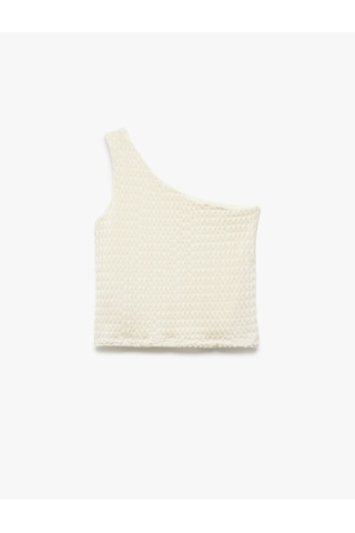 Koton Tek Omuz Toka Detaylı Kolsuz Crop Bluz Bej 5skg60123ak Ekru