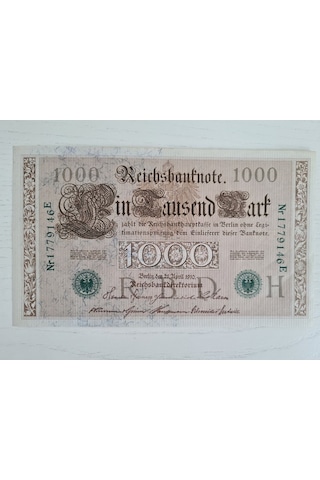 Almanya Berlin Banknot Büyük Boy, 11x18cm Çil Durumda 1910 Tarihli
