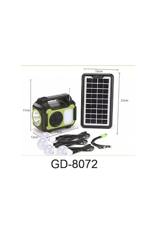 Junglee 1275 Güneş Enerji Panelli Aydınlatma Sistemi Powerbank Kamp Doğa Balık Karavan Fener Bluetooth Hoparlör İle Uyumlu