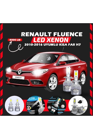 Renault Fluence 2010-2016 Kısa Far Uyumlu Şimşek Etkili Led Xenon Performance Series H7