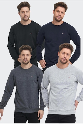 Metalic Erkek Çok Renkli Bisiklet Yaka Nakış Detaylı Regular Fit 4'lü Sweatshirt Mmtlce70-4 001