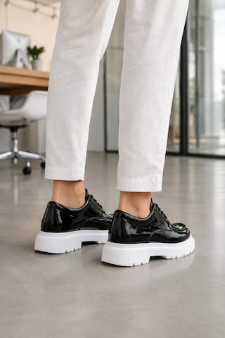 Mevese Verlixo Bağcıklı Parlak Rugan Erkek Casual Sneaker Klasik Günlük Ayakkabı - Siyah