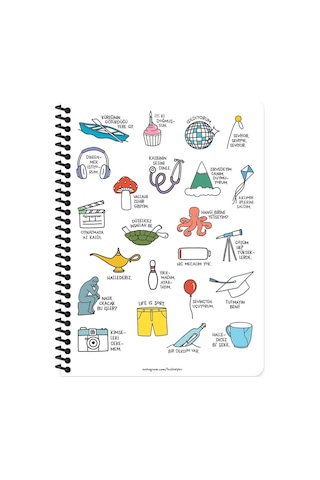 Hisli Şeyler Kareli Spiralli Stickerli Defter Gözüm Yükseklerde 16 5 X 22 5 Çok Renkli