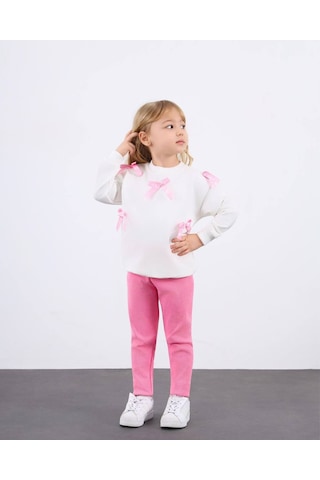 Miniko Kids Kız Çocuk Bayramlık Fiyonk Detaylı 2li Takım Pembe