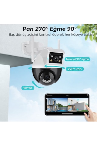 4mp Çift Lens Wifi Güvenlik Kamerası Otomatik Takip Gece Görüş Ip66 Dış Mekan