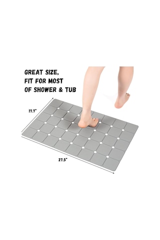 Dln Shop Küvet Ve Duş Paspası Vantuzlu Kaymaz Yumuşak Silikon Kokusuz Banyo Paspası 45 X 70 Cm V-161 Gri