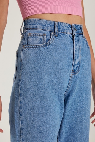 Tudors Kadın Regular Fit Cepli Geniş Paça Mavi Jean Kot Pantolon-34961 Mavi
