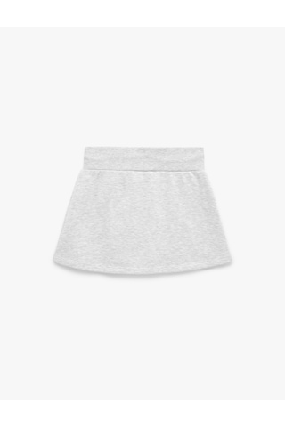 Koton Beli Bağcıklı Slim Fit Nakışlı Mini Spor Şort Etek Gri Melanj 6sak40430nk