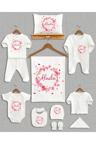 Bebeqon Bbqn1136 İsme Özel 11'li Organik Hastane Çıkışı Beyaz