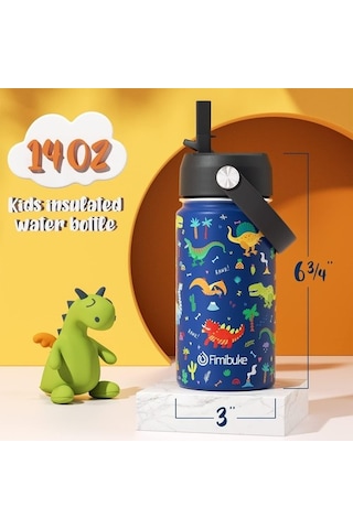 Çocuklar Yalıtımlı Su Şişesi 14 Oz Bpa Içermeyen Paslanmaz Çelik Çift Duvar Vakum Sızdırmazlık Öğrencileri Erkekler Ve Kızlar Için Pipetli Xb7uxg Diğer