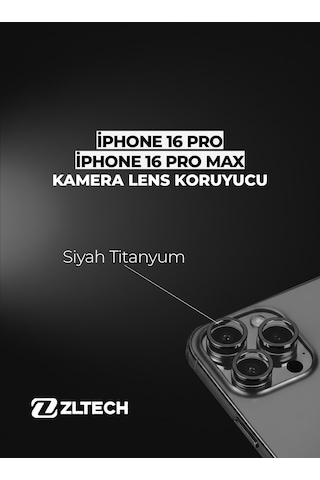 İphone 16pro/16promax Uyumlu Kamera Lens Koruyucu Siyah Titanyum