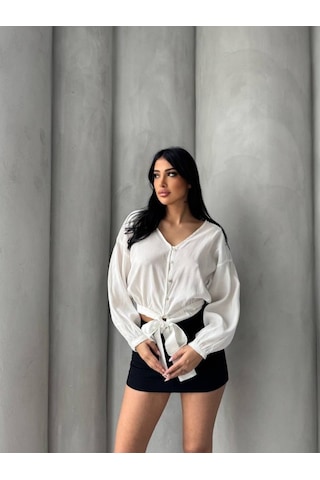 Bağlama Detaylı Gömlek Çok Renkli