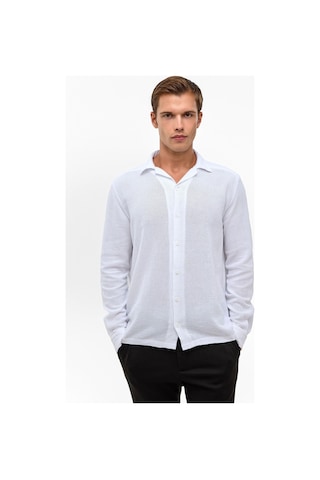 Backandbond Beyaz Relaxed Fit Baskılı %100 Pamuk Gömlek