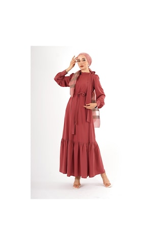 İpek Krep Elbise Kiremit