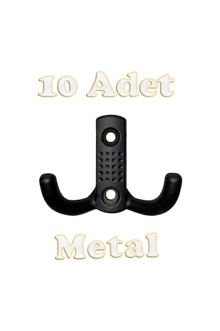 Noktalı Portmanto Vestiyer Duvar Dolap Elbise Askısı Siyah Metal Kapı Askılığı Askılık 10 Adet Siyah