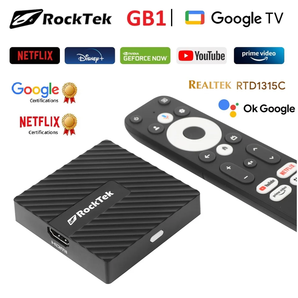 Rocktek Gb1 Mini 2gb+32gb Android Tv Box 4k Netflix Lisanslı Yapay Zeka Çipli Google Sertifikalı