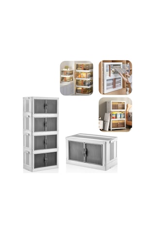 Piev Çok Amaçlı Kapaklı İstiflenebilir Organizer Dolap 4 Lü Beyaz