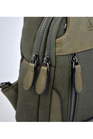 Haki Kanvas Kulaklık Çıkışlı Çapraz Askılı Omuz Çantası Çapraz Ça Haki