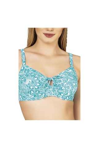 Endeep Kadın Balenli Destekli Şal Desen Yüksek Bel Bikini Takımı Yeşil