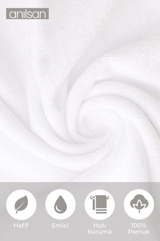 6'lı Beyaz Greek Mini El, Yüz Havlusu 75gr. - 30x50 Cm, %100 Pamuk, Spa Ve Otel Havlusu Beyaz