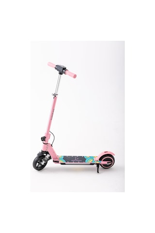 Mini Bonito Çocuk Katlanabilir, Led Işıklı, Amortisörlü Elektrikli Scooter Ayarlanabilir Direksiyonlu Dizlik Ve Dirseklik Hediyedir Pembe