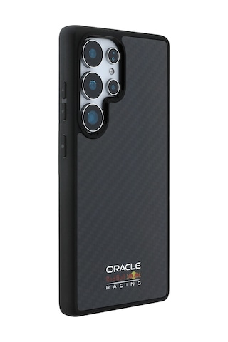 Galaxy S25 Ultra Kılıf Redbull Lisanslı Magsafe Uyumlu Karbon Fiber Parlayan Logolu Kapak Siyah