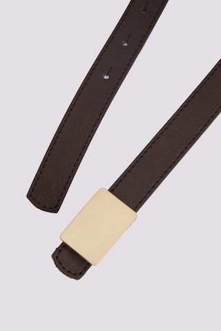 Tudors Kadın Minimalist Gold Tokalı 110 Cm Standart Kahverengi Kemer-51471
