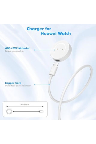 Caseonn Honor Magic Watch 2 42mm Manyetik Usb Hızlı Şarj Kablosu Beyaz