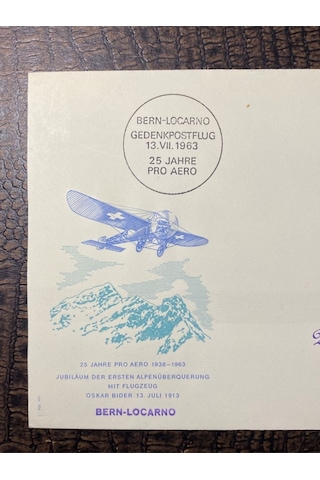1963 İsviçre 25 Yıl Pro Aero Anısına Posta Uçuşu Özel Damgalı Ve Pullu İlk Gün Zarfıfdc "uçak Temal  Teşhir Ürün