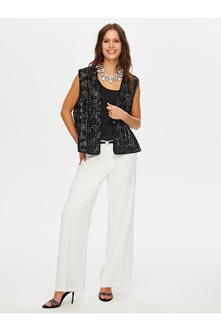 Boncuk Ve Payet Detaylı Şık Yelek W26ylk001 Uw26ylk00110 Siyah