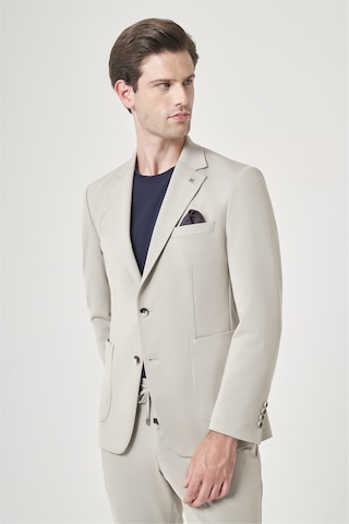 İmza Bej Mono Yaka 6 Drop Slim Fit Esnek Beli Lastikli Takım Elbise 1001260165