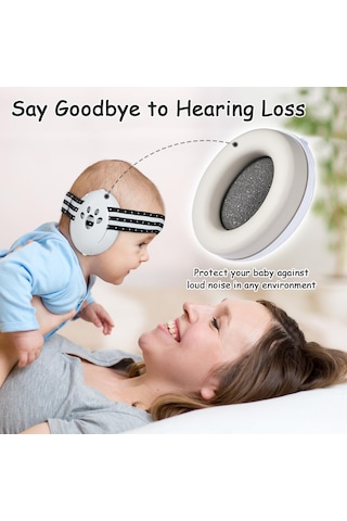 Sones Kafa Bandı Tipi Uyku Ses Geçirmez Gürültü Geçirmez Bebek Kulaklıkları Beyaz+mavi