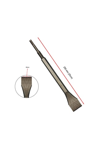 Sds-plus Düz Keski Ucu 14x250x40 Mm Beton Ve Duvar İçin Kırma Ve Kanal Açma Ucu
