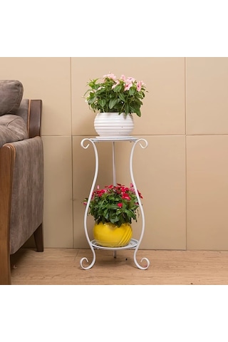 1 Paket, Zarif Çift Katmanlı Metal Çiçek Rafı Stand-çok Katmanlı