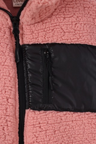 Monox Çocuk Lastik Manşetli Fermuarlı Unisex Kuzu Wellsoft Peluş Ceket Gül
