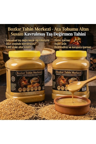Bozkır Tahin Merkezi Ata Tohumu Altın Susam Taş Değirmen Tahini Kavrulmuş 930grx 2 Adet Katkısız