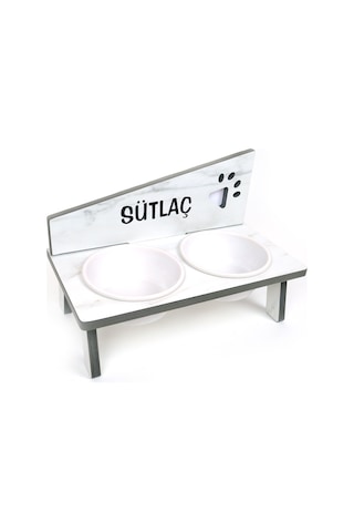 Realwood Suya Dayanıklı Seramik Kaseli İsimli Kedi Köpek Mama Kabı Stantı