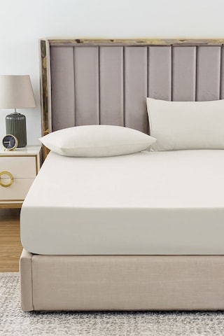 Ranforce Kırmızı Pamuklu Tek / Çift Kişilik Battal Tam Kenar Lastikli Çarşaf 14 Renk Fıtted Krem