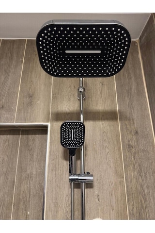 Lüks Siyah-krom Yağmurlama Tepe Duş Seti Siyah