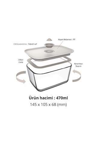 0128 D-neofcl047 Fıka Clık Dıkdortgen Saklama Kabı 470 Ml Bek