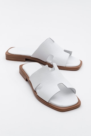 Luvishoes Luvi Shoes Jez Beyaz Cilt Hakiki Deri Kadın Terlik Beyaz
