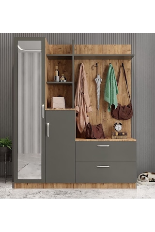 Çizgi Portmanto Vestiyer Çam Füme-180 cm