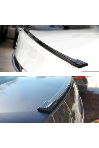 Vkemall Genel Araç Bagaj Spoyleri - Mat Siyah Lastik Malzeme, Karbon Fiber Desenli, 150x3.5 Boyutunda